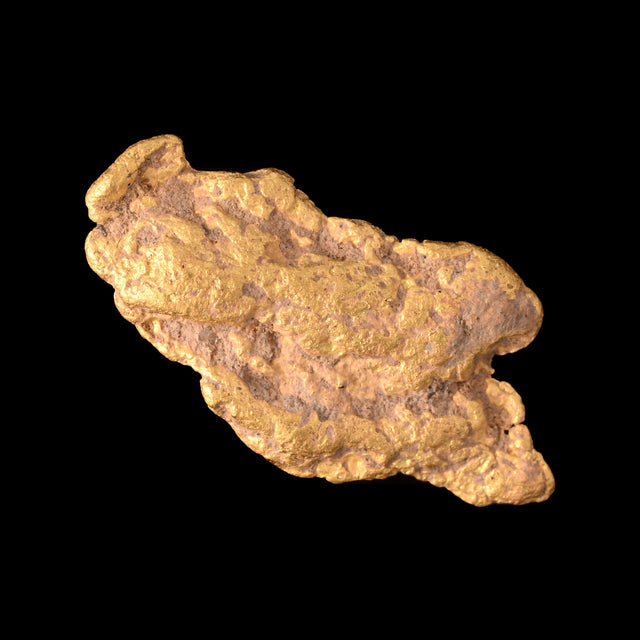 Goldnugget aus Leonora, Westaustralien, 1,29 g, Unikat Nr. 26-0335, freigestellt vor schwarzem Grund