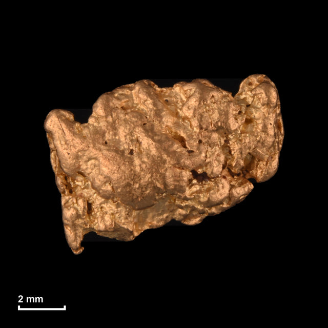 Goldnugget Nr. 26-0248 mit Maßstab: 10,1 × 7,6 mm bei 1,33 g
