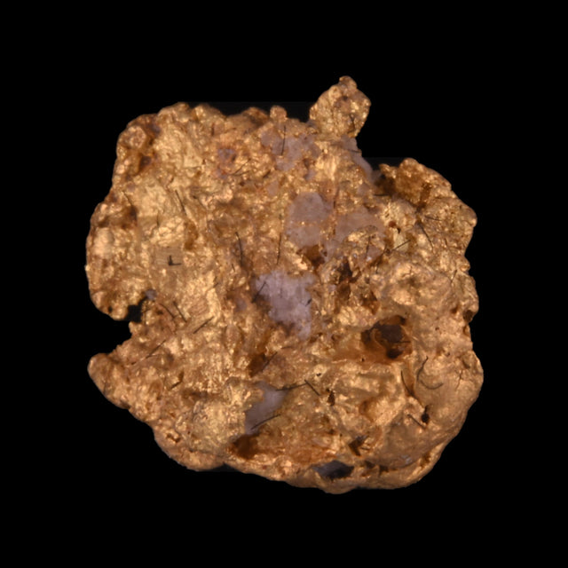 Goldnugget aus Leonora, Westaustralien, 1,35 g, Unikat Nr. 26-0255, freigestellt vor schwarzem Grund