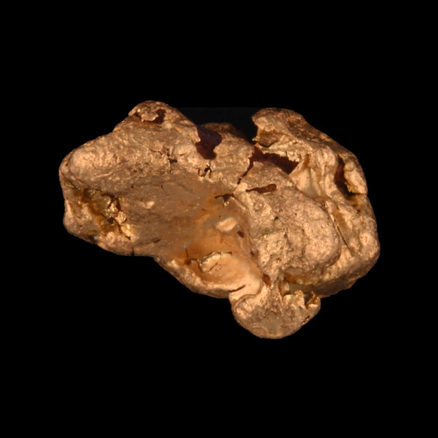 Goldnugget aus Leonora, Westaustralien, 1,50 g, Unikat Nr. 26-0254, freigestellt vor schwarzem Grund