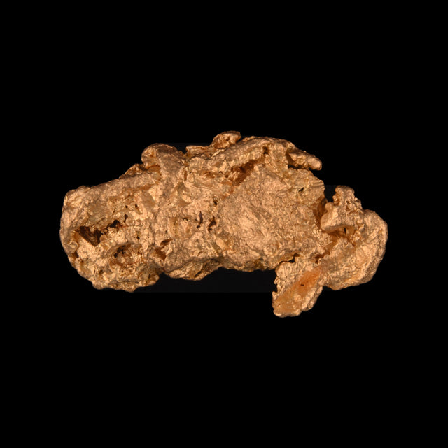 Goldnugget aus Leonora, Westaustralien, 1,66 g, Unikat Nr. 26-0269, freigestellt vor schwarzem Grund
