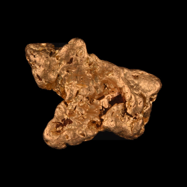 Goldnugget aus Leonora, Westaustralien, 1,73 g, Unikat Nr. 26-0261, freigestellt vor schwarzem Grund