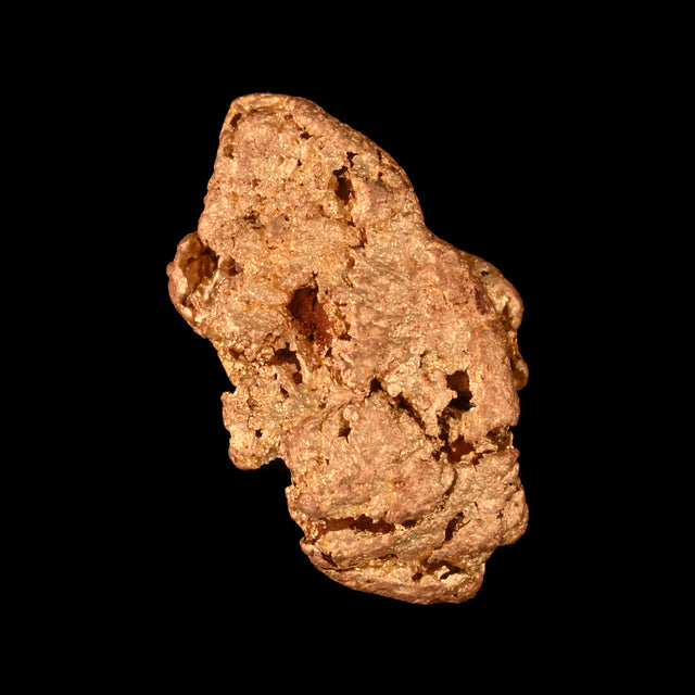 Goldnugget aus Leonora, Westaustralien, 1,75 g, Unikat Nr. 26-0306, freigestellt vor schwarzem Grund