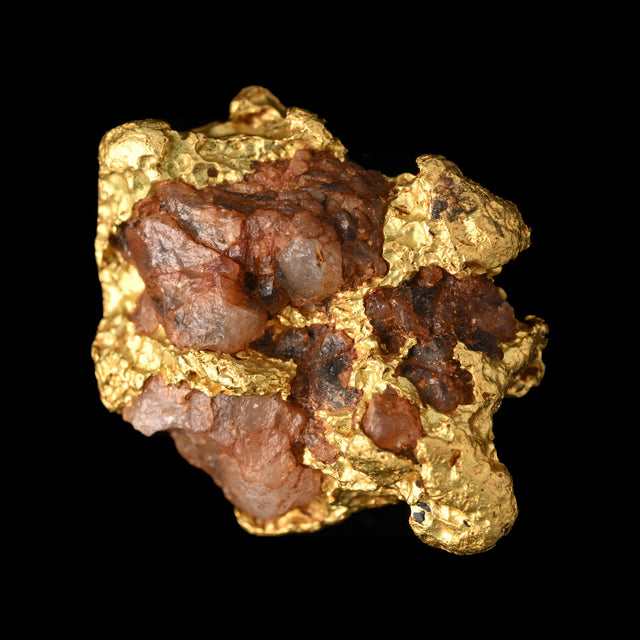 Goldnugget aus Leonora, Westaustralien, 15,86 g, Unikat Nr. 26-0266, freigestellt vor schwarzem Grund