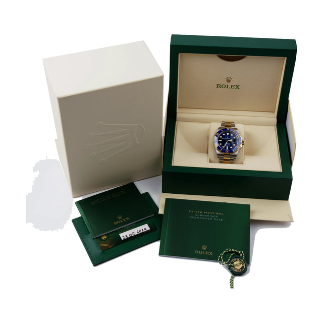 Rolex Submariner Date 126613LB Bluesy als Full Set mit grüner Rolex-Originalbox
